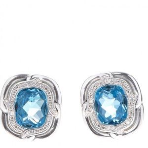 David Yurman Diamond Blue Topaz Labyrinth Earrings